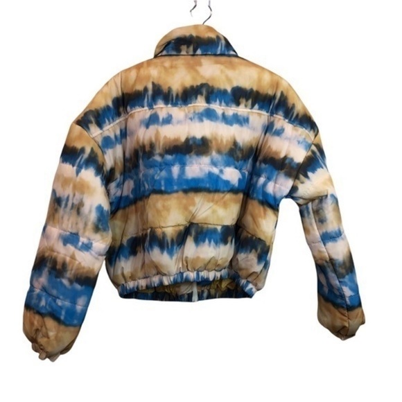 BP. Horizon Yellow Blue Tie Dye Print Puffer Jacket New - Picture 9 of 9